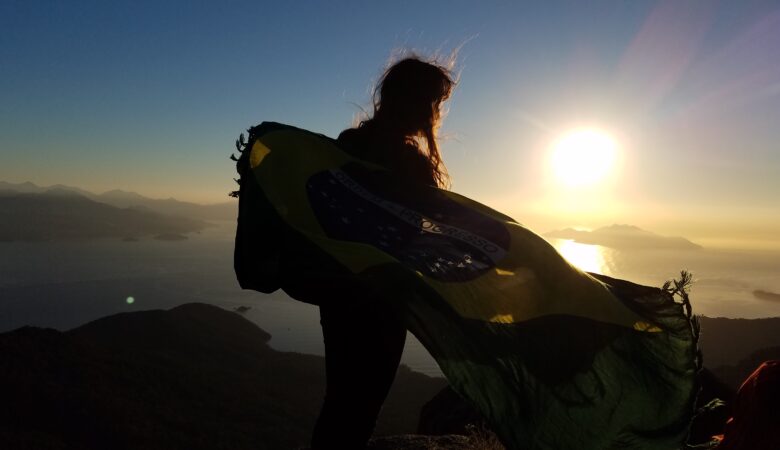 Enjoying sunrise at the peak